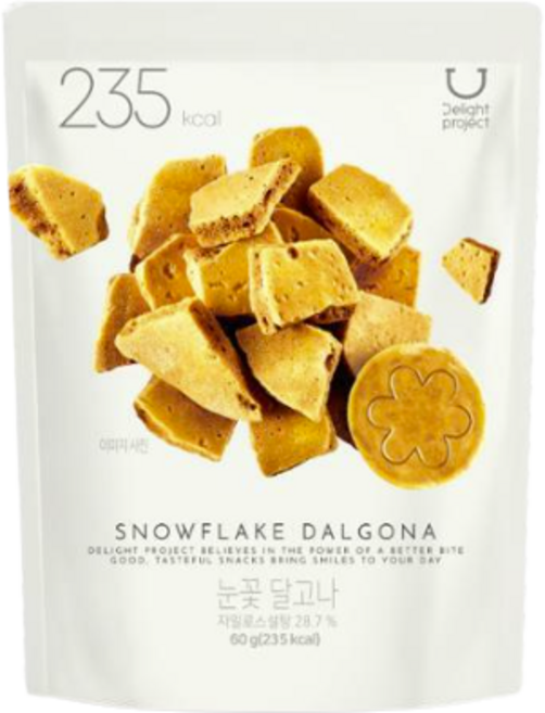 딜라이트 프로젝트 눈꽃 달고나 60g 추억의 간식, 6개