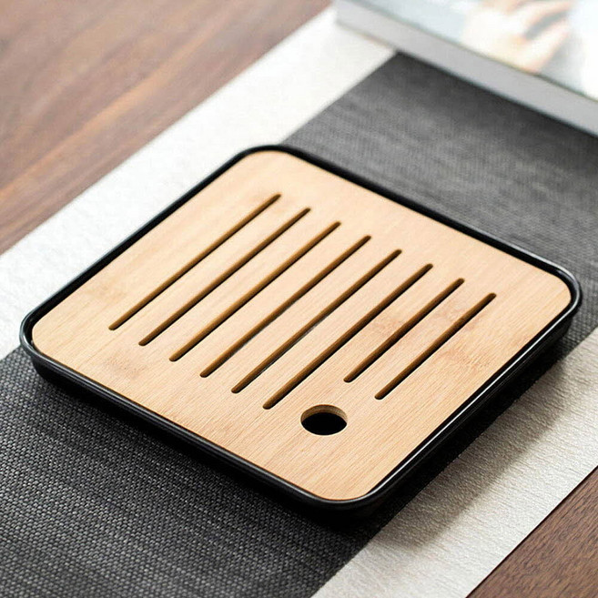 정사각 다기트레이 차판 블랙 다도트레이 보이차차반