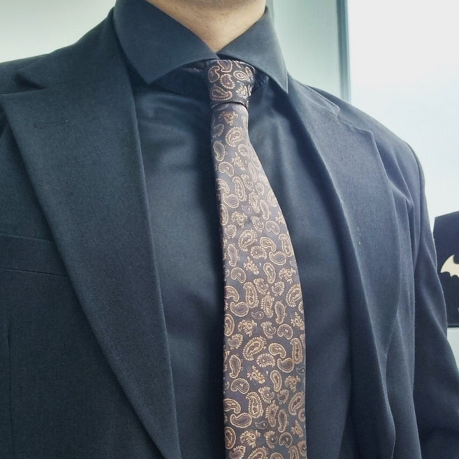 프렌치 다크 페이즐리 패턴 직장인 결혼식 웨딩촬영 남자 정장 넥타이 (2 Color)