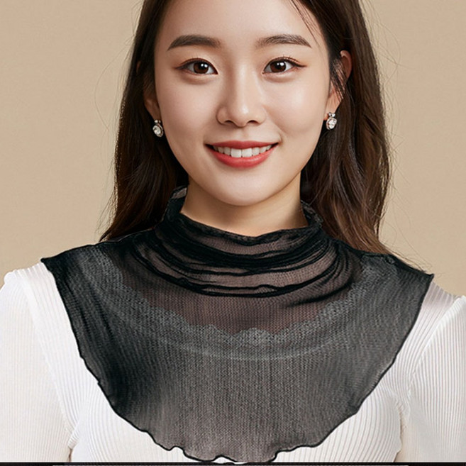 mittam 시스루 넥워머 여성 목토시 페이크 목폴라 실크 넥스카프