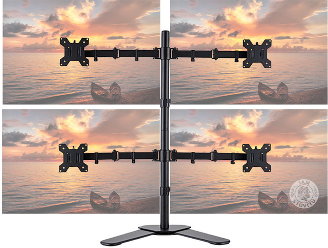 쿼드 모니터암 모니터 4개 거치대 마운트 17인치 - 32인치, 1개, 검정색