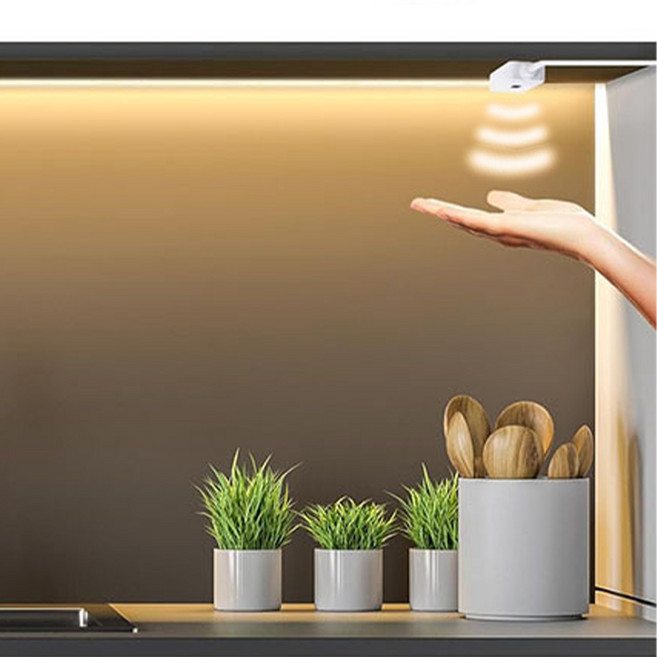 HK sell 스와이프 핸드센서 LED 줄조명 붙이는 간접조명 모션센서 컷팅 라인조명, 2M, 웜화이트, 1개