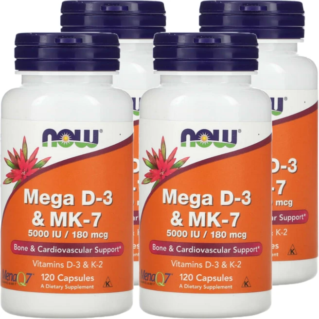 나우푸드 메가 D-3 & MK-7 120캡슐 4통, 120정 - 쿠팡