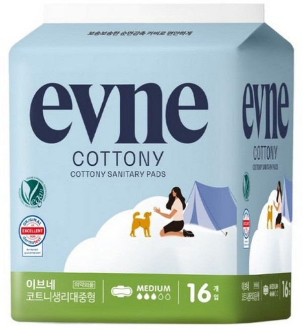 이브네 코트니 생리대 날개형, 중형, 16개입, 16개