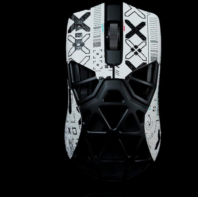 Hokeyio Razer Viper Minise 미니 시그니처 에디션용 그립 테이프 - 미끄럼 방지 향상된 컨트롤 땀 빨기 부드러운 가죽 FPS 게이밍 그립 향상 [프리, Printsteam 화이트 블랙