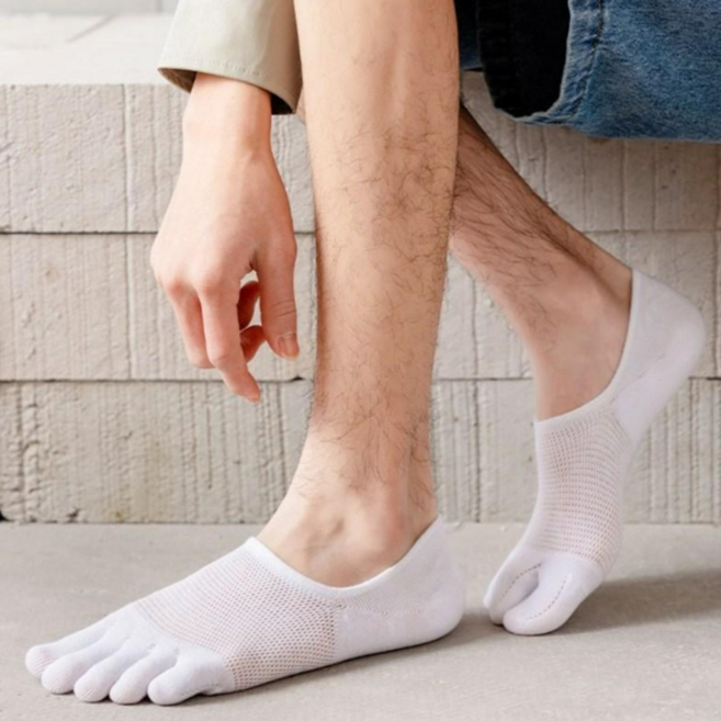 일상채움 남성용 여름 통기성 좋은 메쉬 발가락 덧신 양말 5켤레