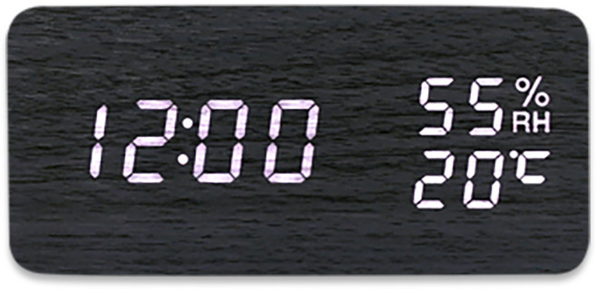 럭키타임 무소음 LED 우드시계 온도 습도 알람, 블랙(온도습도)