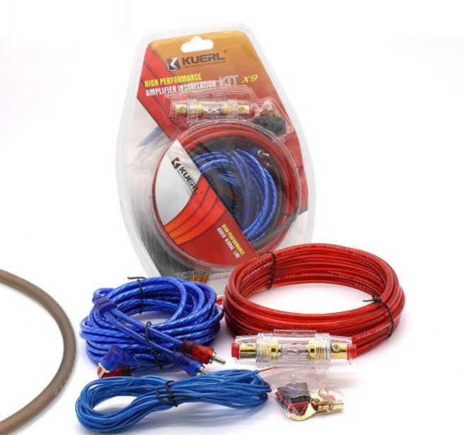 10GA 자동차오디오 증폭기 설치키트 AMP 전원 서브우퍼, 1개