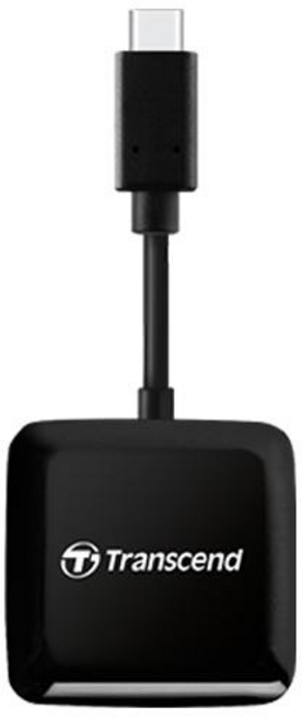 Transcend 創見 Type-C 智慧讀卡機 USB 3.2 Gen 1 支援 SD/microSD 卡, 黑色, 1個, RDC3