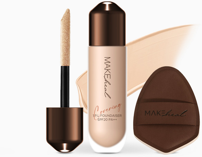 메이크힐 메가핏팡팡퍼프세트 원피엘 스파츌라 파운데이션, 1개, 피오니(21호)+메가핏퍼프세트