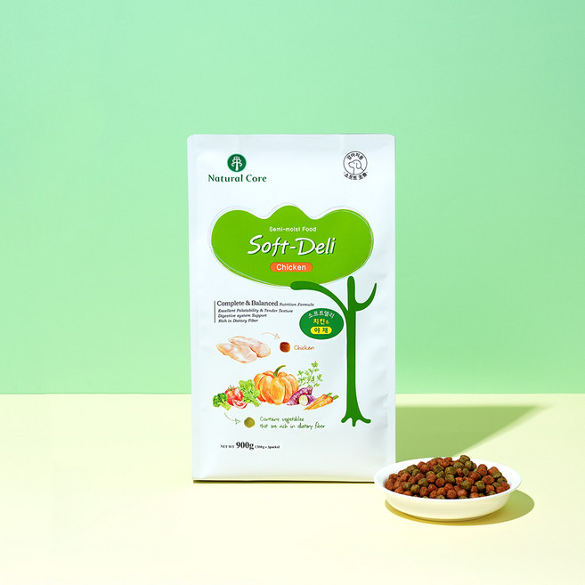 네츄럴코어 강아지 전연령 소프트사료 피모/관절 건강을 위한 소프트델리, 900g, 2개, 닭+야채