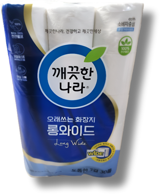 깨끗한나라 오래쓰는 화장지 롱와이드 30m 30롤 1개, 1세트