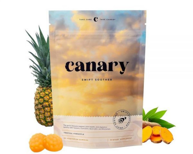 Canary Swift Soother 젤리 | 관절 건강 및 소화를 위한 브로멜라인 커큐민 케르세틴 강황 보충제 - 비건 트로피컬 파인 맛 60개, Canary Swift Soother 젤리 | 관절 건, 1개