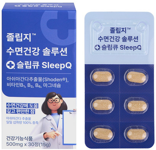 슬립큐 졸립지 수면건강 솔루션 아쉬아간다 30정 1개, 1박스