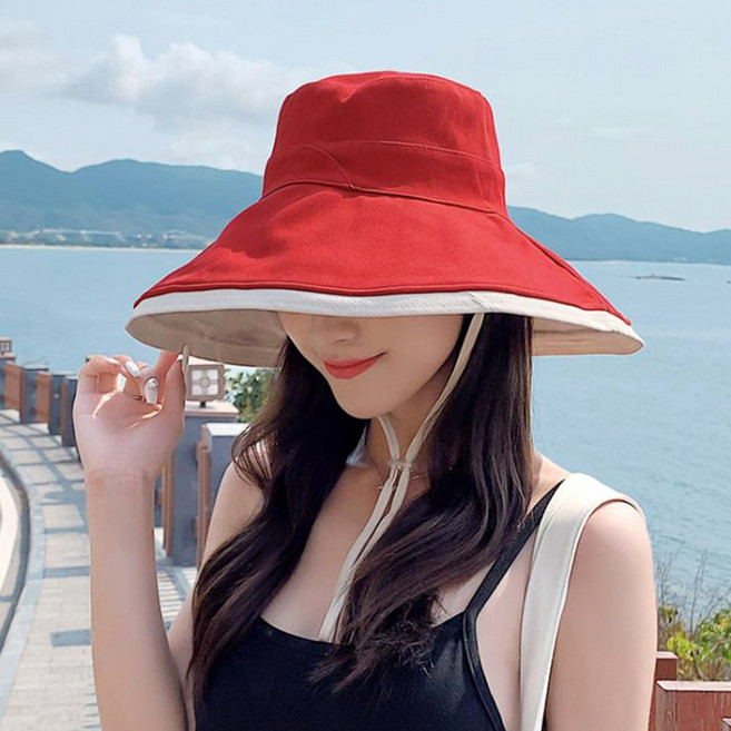 오앤오 웨이브 햇빛차단 와이어 양면모자 버킷햇