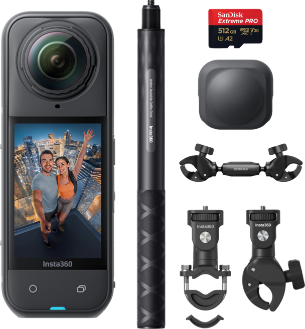인스타360 X5 모터사이클 얼티밋 멀티뷰 번들 360도 저조도 AI 라이딩 촬영 액션카메라, 512GB 추가