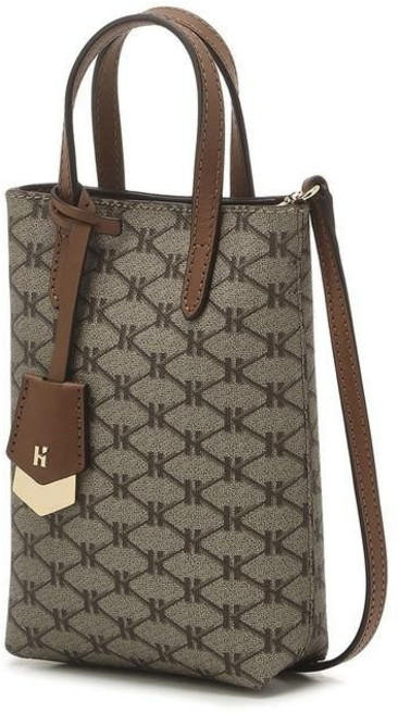 국내백화점 헤지스 ACC 그레이 시그니처 패턴 가죽 미니크로스백 여성 휴대폰