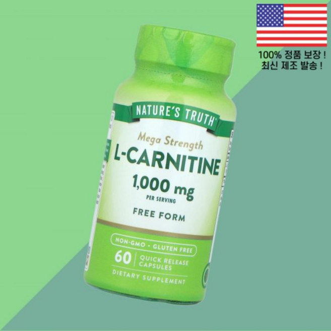 네이처스 트루스 카르니틴 L카르니틴 엘카르니틴 카르티닌 아미노산 메가 스트렝스 퀵 릴리스캡슐 60정 500mg Nature's Truth L Carnitine Mega Stre, 1개