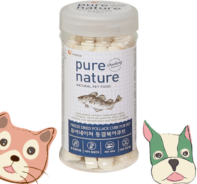퓨어네이쳐 강아지 고양이 동결건조 간식, 북어 40g, 1개