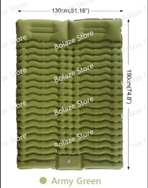 더블 팽창식 수면 매트 야외 캠핑 에어 쿠션 침대 편리방습, [02] Army Green