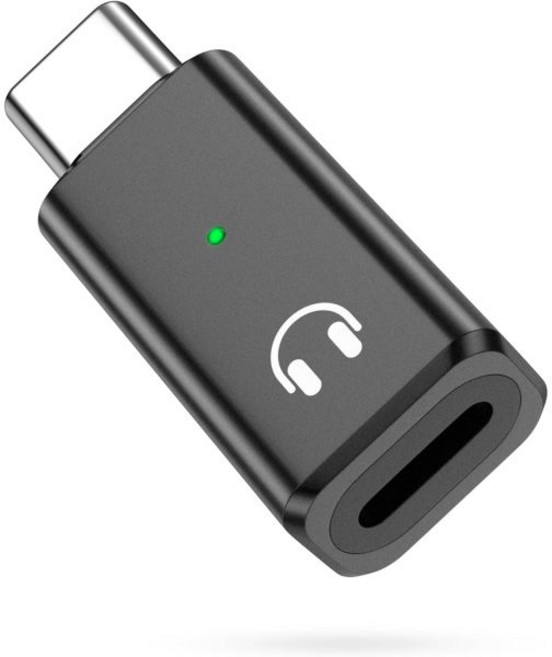 MoKo 라이트닝-USB-C 오디오 어댑터 - 마이크/충전/데이터 전송용 아님 USB C 수-라이트닝 암 헤드폰/이어폰 (iPhone Air 17 16 16e 15 Pro M, Black, 1 Pack
