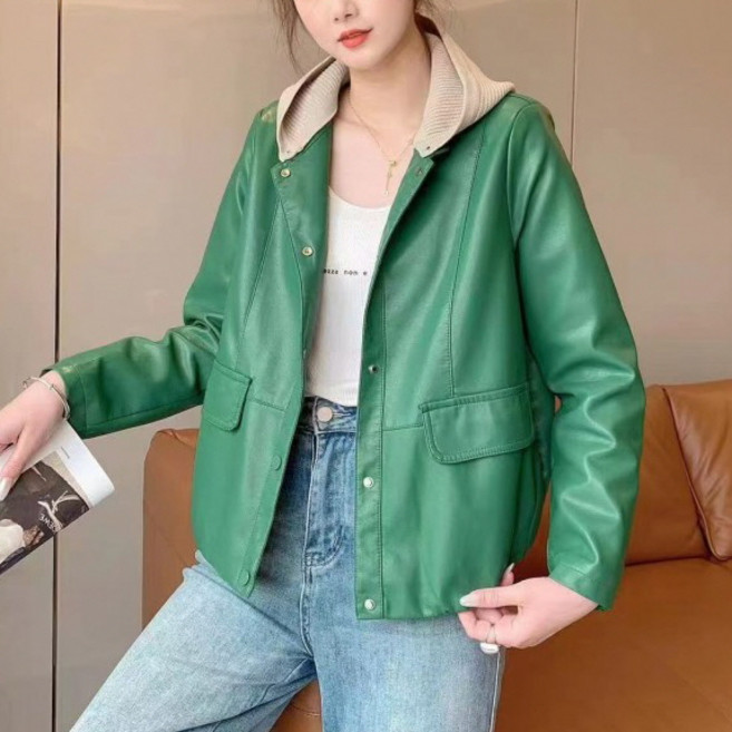 ZENCY 젠시 일라 후드 레더 캐주얼 자켓