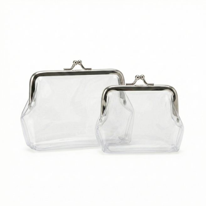 투명 동전 지갑 미니 파우치 2종 세트 휴대용 간편한 다용도 카드 지갑 4인치 3인치