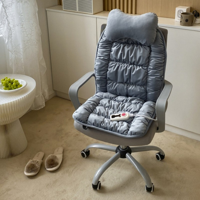 Mochae 전기방석 온열방석 의자 온열매트 의자등받이 쿠션 의자용 사무실 1인용 전기 장판 의자용전기매트 온도 조절 선물, 푸른색