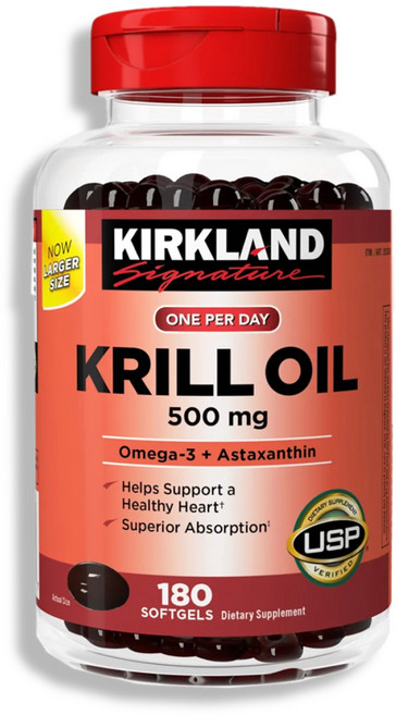 Kirkland 커클랜드 크릴오일 500mg 오메가-3 + 아스타잔틴 180소프트젤, 1개, 180정