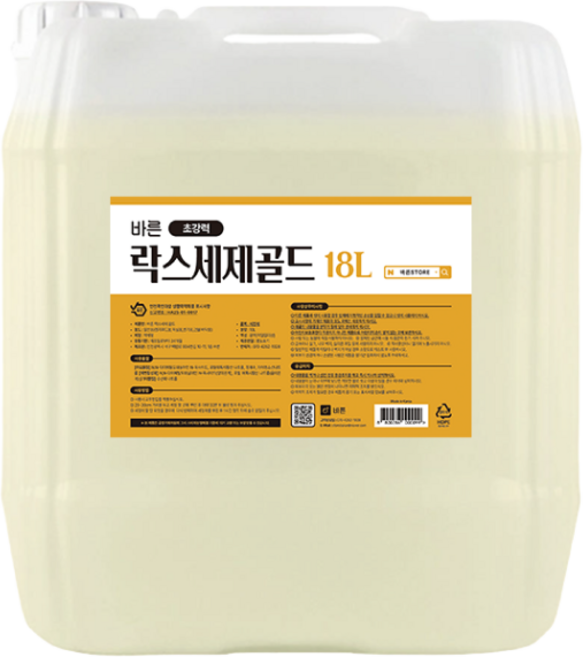 NEW 바른 락스세제골드 욕실 화장실 주방 바닥청소 곰팡이제거 대용량 18L 1개