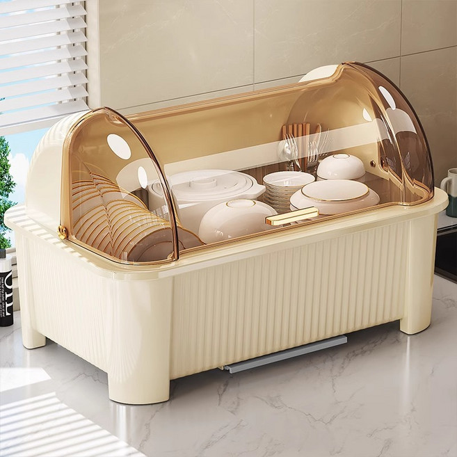 보넬티 먼지차단 물받이포함 식기보관함, 1개, 아이보리, 1단