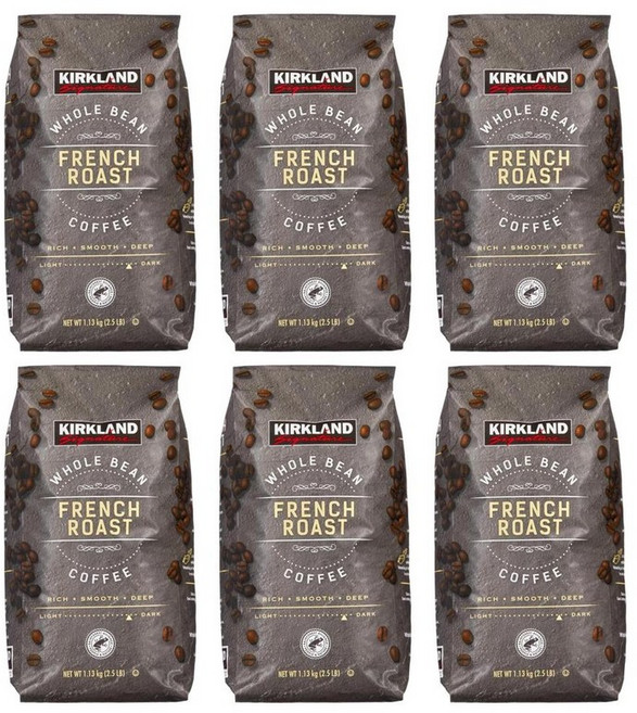 커클랜드 시그니처 프렌치 로스트 다크 홀빈 원두커피 1.13kg, 6개