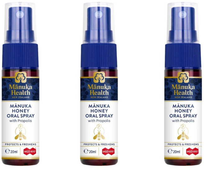 【Manuka Health】麥盧卡蜂膠喉嚨噴霧 紐西蘭原裝 BIO30高活性類黃酮 20ml, 3個, 噴劑 家庭號(3入)