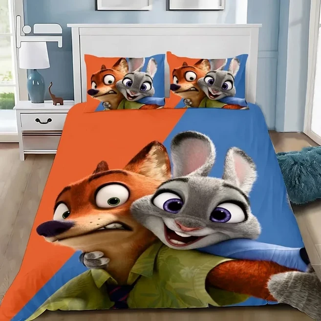 올스토어 귀여운 Zootopia 만화 침구 세트 절묘한 품 이불 커버 럭셔리 생일 선물, 150x200cm, 02 F