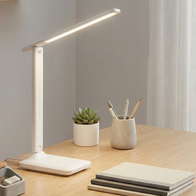 LED 시력보호 스탠드 학습용 책상 조명, 화이트