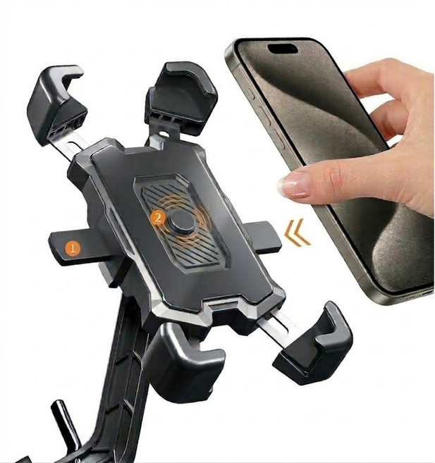피지오픽 원터치 강력한 고정 자전거 오토바이 휴대폰 거치대, 1개, 블랙