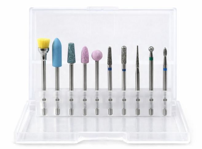 네일 드릴 비트 10종 세트 전동 큐티클 제거 폴리싱, 1박스, 혼합색상