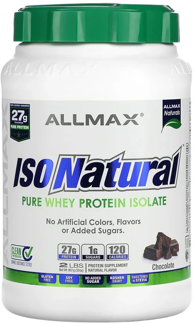 ALLMAX 아이소내추럴 100% 초고순도 천연 분리 유청 단백질 초콜릿 2파운드 (907g), ALLMAX아이소내추럴100초고순도천연분리유청단백질초콜, 907g, 1개 - 쿠팡