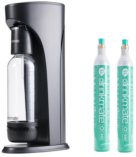 drinkmate 410系列 氣泡水機 (主機 寶特瓶x2 氣瓶), 黑色+氣瓶x2