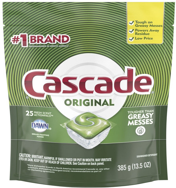 Cascade 오리지널 디쉬워셔 세제 액션팩 프레시 식기세척기용세제, 385g, 1개