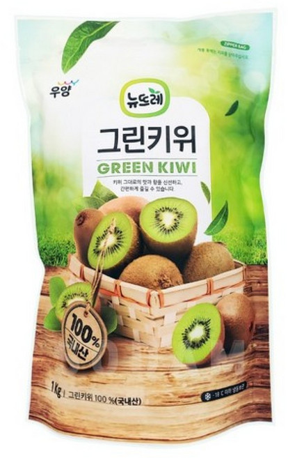 뉴뜨레 국내산 냉동그린키위 1kg / 국산 무가당 홀, 3개