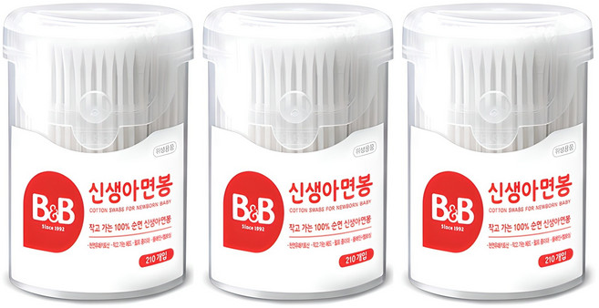 비앤비 신생아 면봉, 210개입, 3개