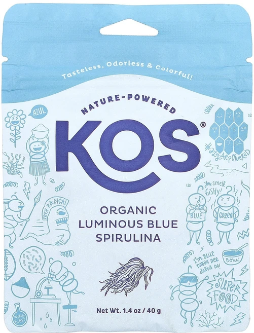 KOS 유기농 Luminous Blue 스피룰리나 분말 40g(1.4oz), KOS유기농LuminousBlue스피룰리나분말40g14, 40g, 1개 - 쿠팡
