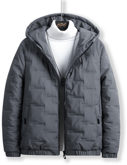 加厚鋪棉保暖外套 - 男款連帽羽絨棉保暖