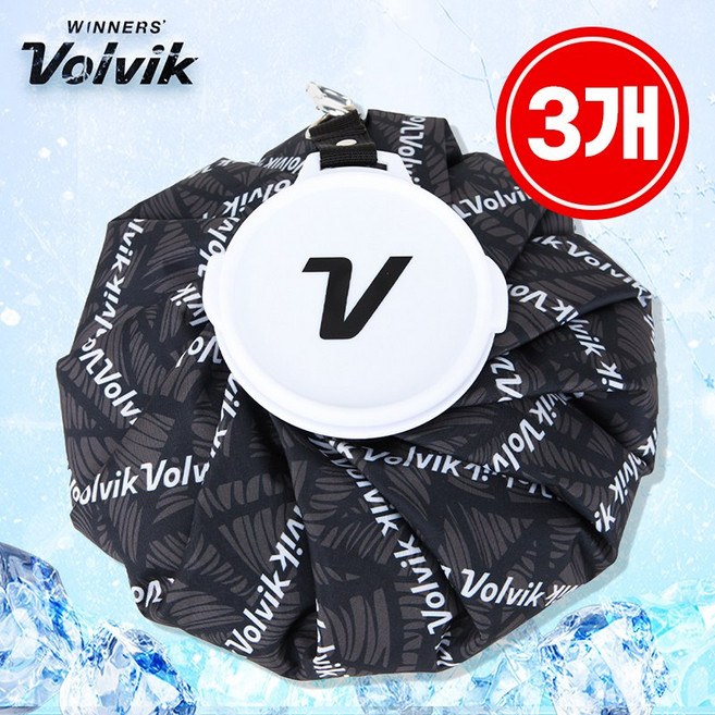 볼빅 퓨어쿨 대왕 얼음주머니 팜트리 에디션 골프 아이스팩 대용량, 블랙, 3개