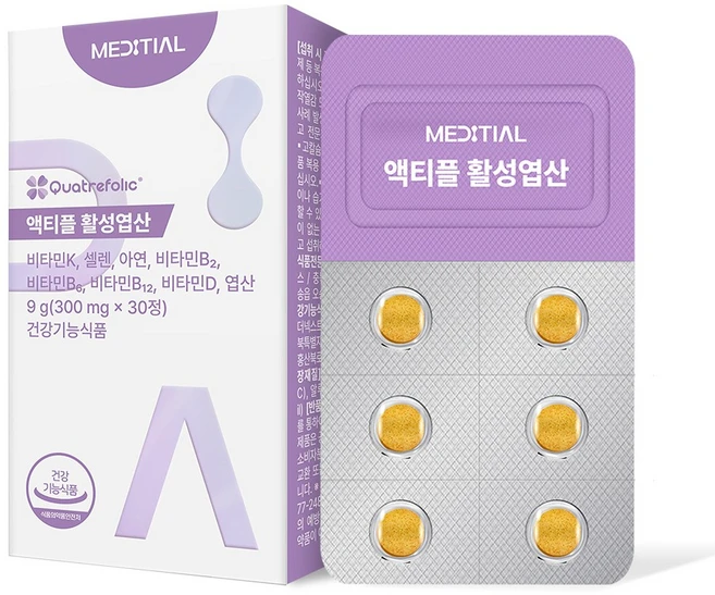 [공식판매처] 메디셜 활성엽산 영양제 임신준비 임산부 초기 중기 출산후 효능 액티플, 1박스, 30정 - 쿠팡