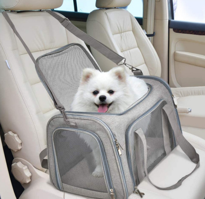 더 레이블 강아지 고양이 기내용 이동장 반려동물 캐리어 가방, 시크그레이, 1개