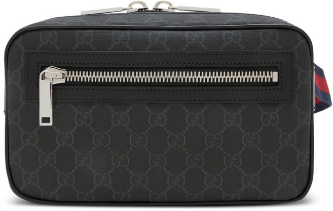 구찌 GG 모노그램 지퍼 탑 벨트 백