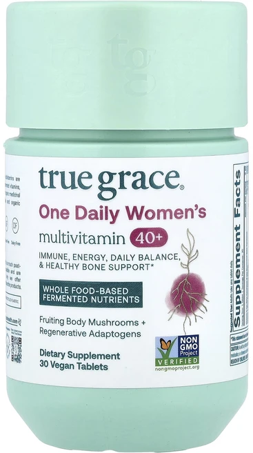 새해 첫좋은선물 True Grace 원 데일리 여성용 종합비타민 40+ 비건 정제 30정 제대로 할인합니다, TrueGrace원데일리여성용종합비타민40비건정제30정, 1개 - 쿠팡