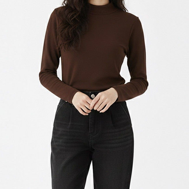 엠제이스타 여성 긴팔 반목티 여자 반목폴라 하프넥 반목 티셔츠